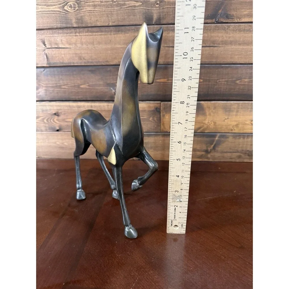 Vintage Modernist Patinated Bronze Horse Statue - Loet Vanderveen Style 11